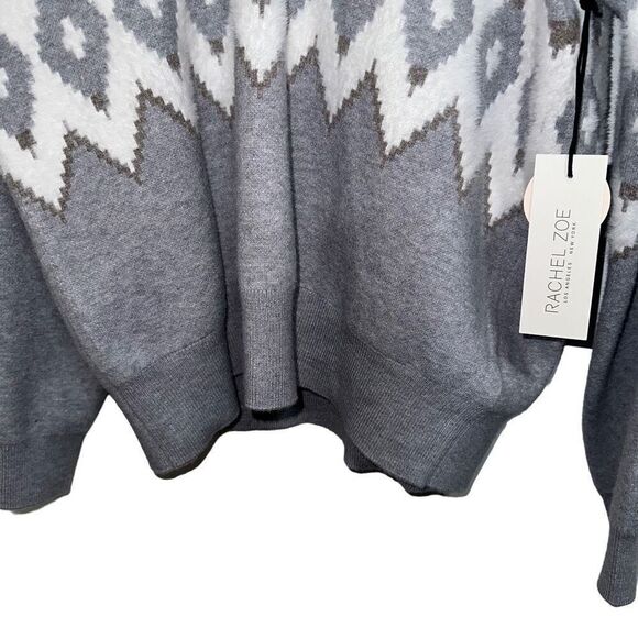 rachel zoe white and gray fuzzy sweater pull over - new with tags - Picture 2 of 9